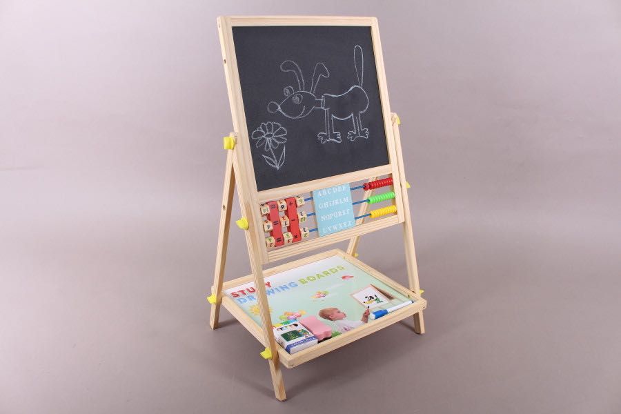 Двустранна дървена магнитна дъска с българската азбука, цифри - 66 см.