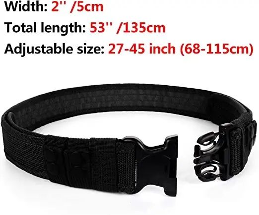 Curea Tactică YNNA® Combat, Reglabilă 105-130 cm, Negru – Durabilita