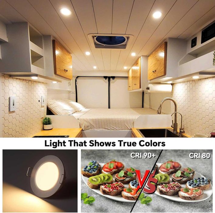 12V LED вградена таванна лампа за кемпер, 2.5W 6 броя CRI 93
