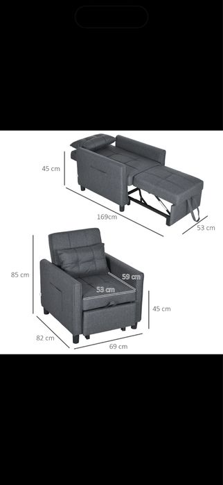 Fotoliu- canapea gri