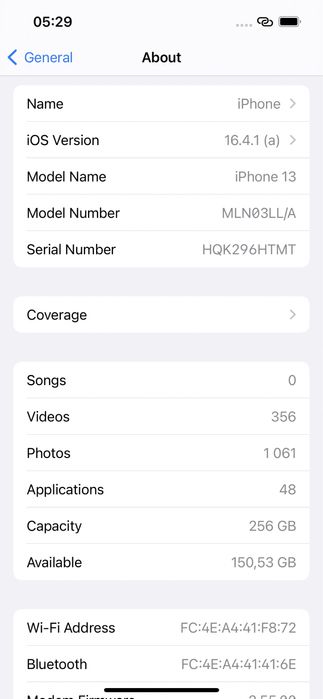 Iphone 13 LL/A Red 256Gb 91% battery