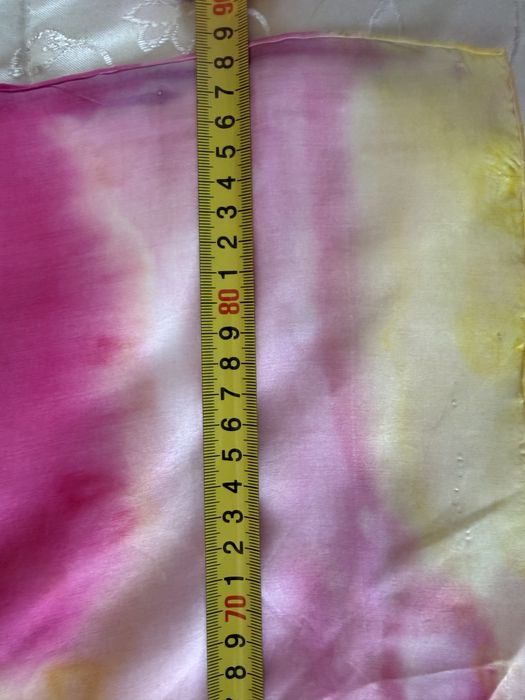 Eșarfă mătase pictată manual, culori superbe roz-fucsia, abstractă, NOUĂ