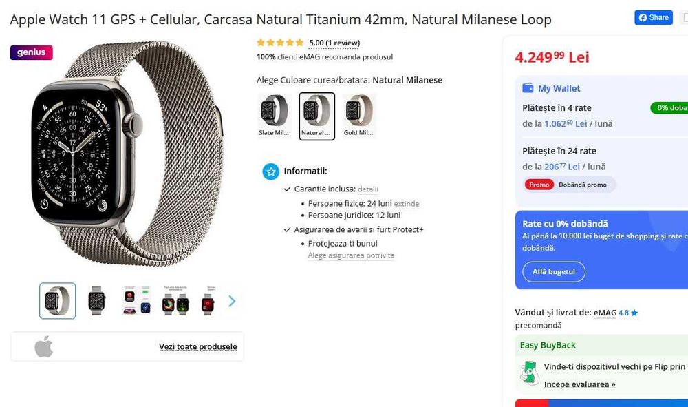 Apple Watch 11 GPS + Cellular 42mm, Natural Milanese Loop - SIGILAT