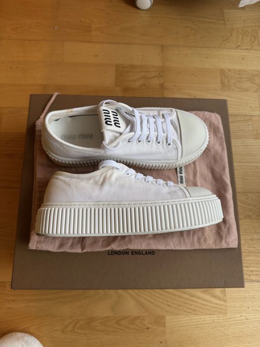 Sneakers Gabardine – Platformă Albă