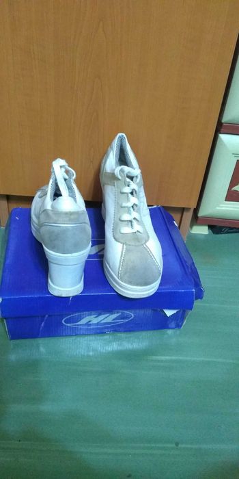 Sneakers/ Adidasi/ Pantofi sport cu platforma, alb-gri Eifa Collection