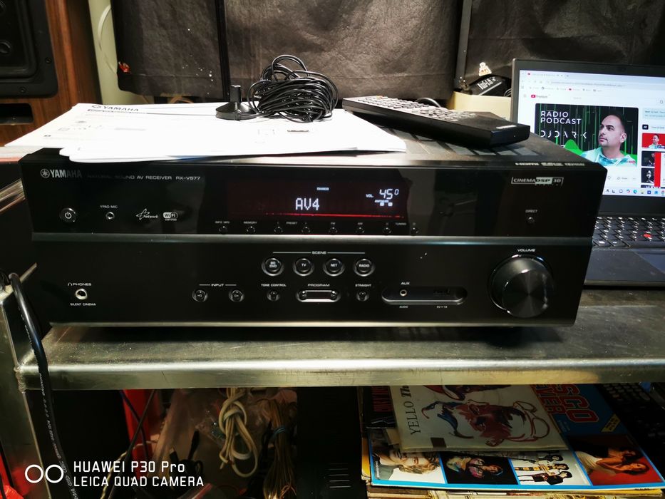 Amplificator, receiver Yamaha RX V577, cu telecomanda  și microfon