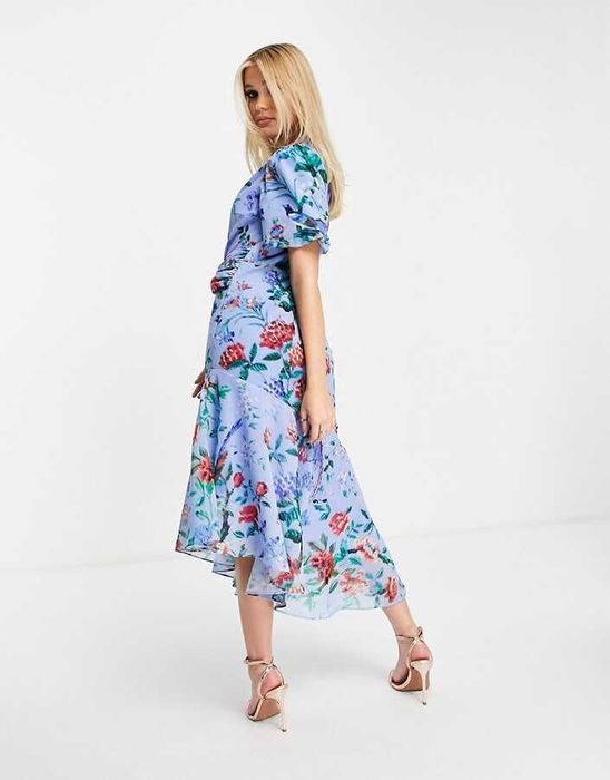 HOPE&IVY дълга синя флорална рокля, нова, р-р XS, пролетна/лятна