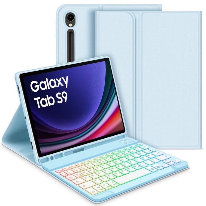 Husa cu tastatura iluminata, wireless pentru Samsung Galaxy Tab S9 S9