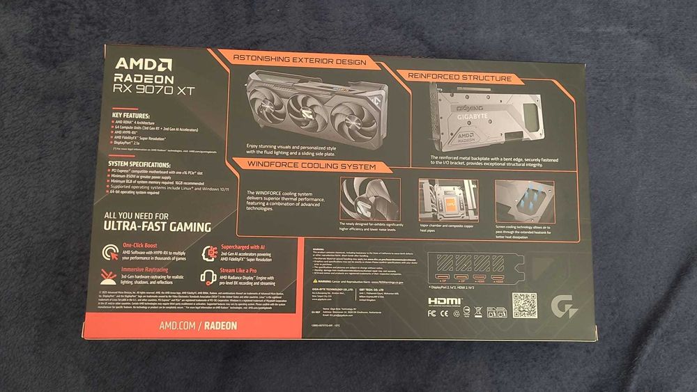 Placa video Gigabyte Radeon RX 9070 XT GAMING 16G, GDDR6, 256 bit