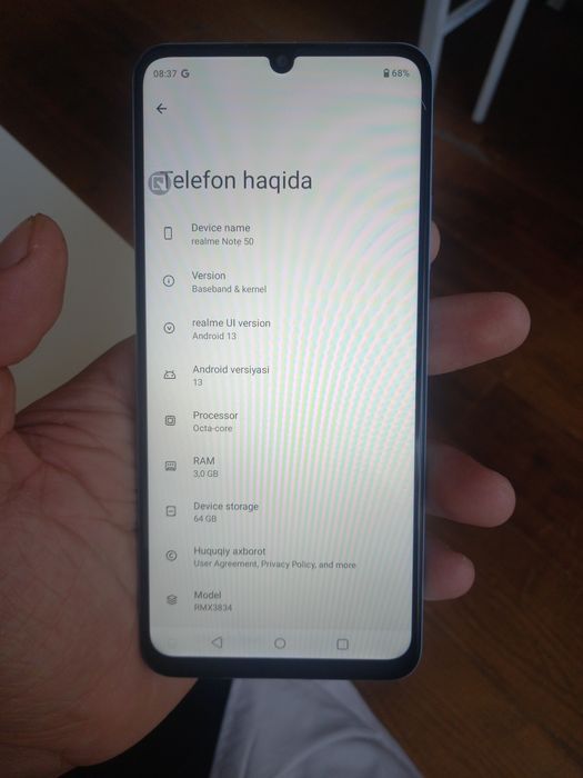 Realmi note 50 yap yangi rossiyadan keldi ime bólmagan xotira 64 gb