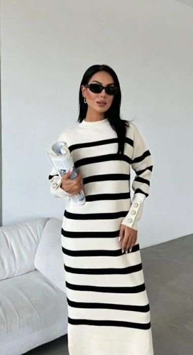 Rochie cu dungi crem S-M-L