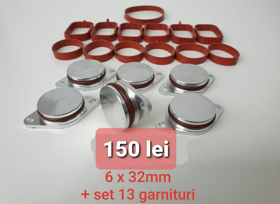 BMW 6 dopuri 32mm anulare clapete admisie M57 + set 13 garnituri