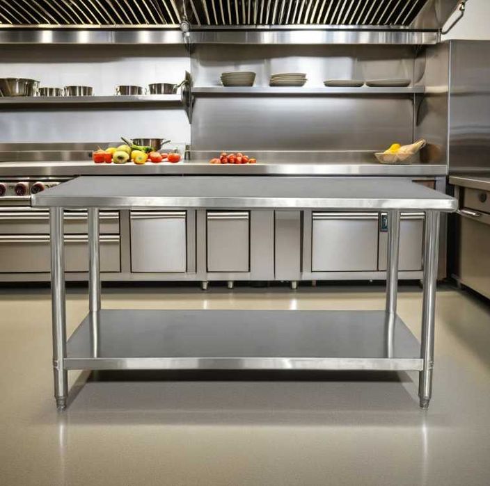 Masa de inox cu blat de lucru si polita 1600x700x850H NOUA-Factura