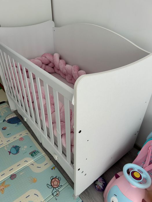Бебешка кошара 60/120 с люлка Бял+ MAGNIFLEX матрак BABY PIERRE CARDIN