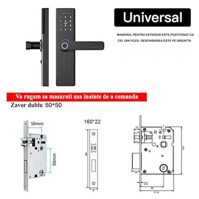 Yala Incuietoare inteligenta Smart IARMAC, Tuya, broasca inclusa, Maro