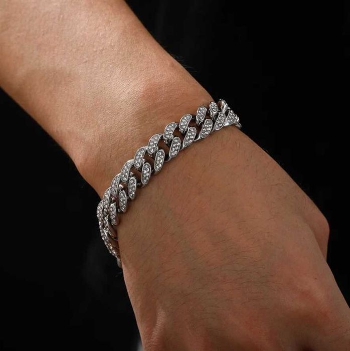 Set Cuban Link Chain Iced Out Diamante CZ Premium