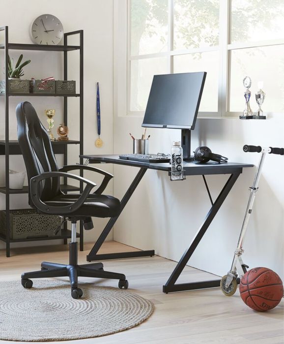 Геймърско бюро 60x120 с поставка за чаша и слушалки