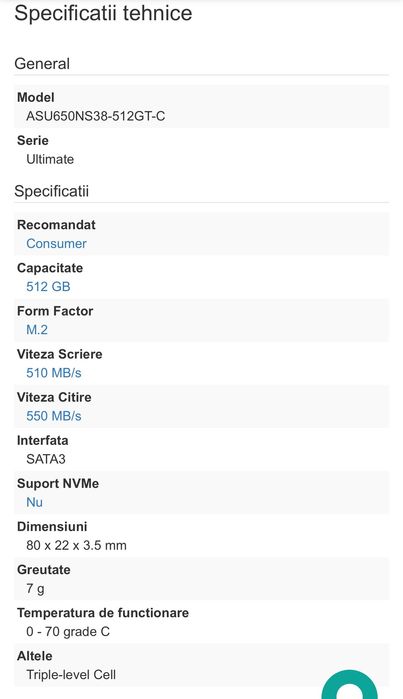 SSD 512 GB M2 memorie pentru PC