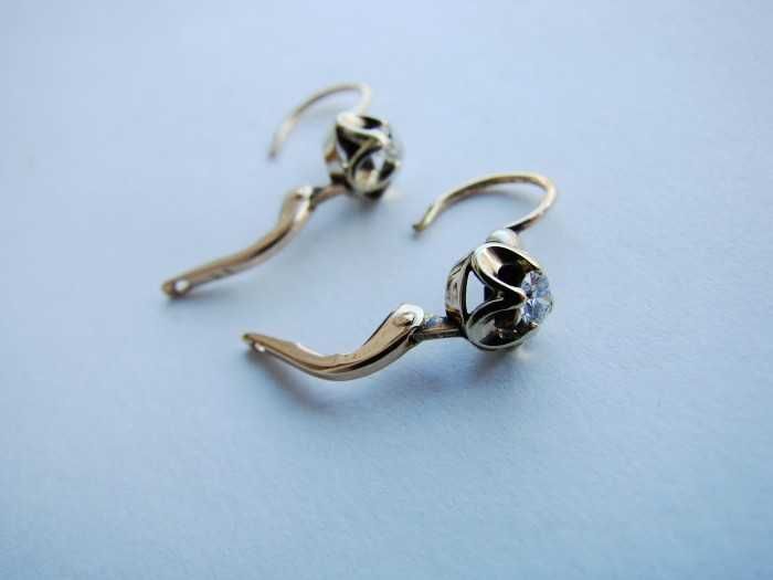 Cercei Aur 14K Cu Diamante Diamant Old Cut