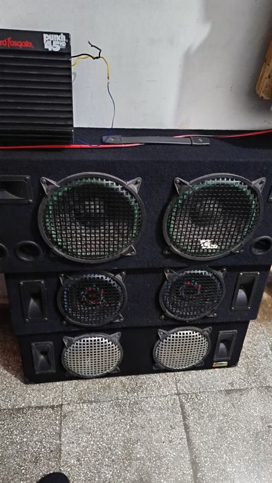 Statie amplificator subwoofer boxe difuzoare casetofon player kit rms