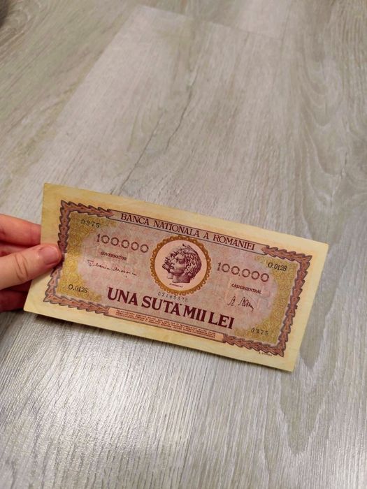 Bancnotă veche 100.000 Lei – România – piesă de colecție