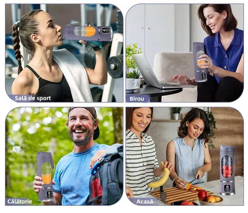 Преносим блендер 450 мл, презареждащ се с USB, за смутита и шейкове