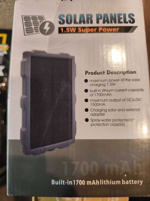 Чисто нов Соларен панел 1.5W с вградена батерия 1700mAh за ловни камери и телефони