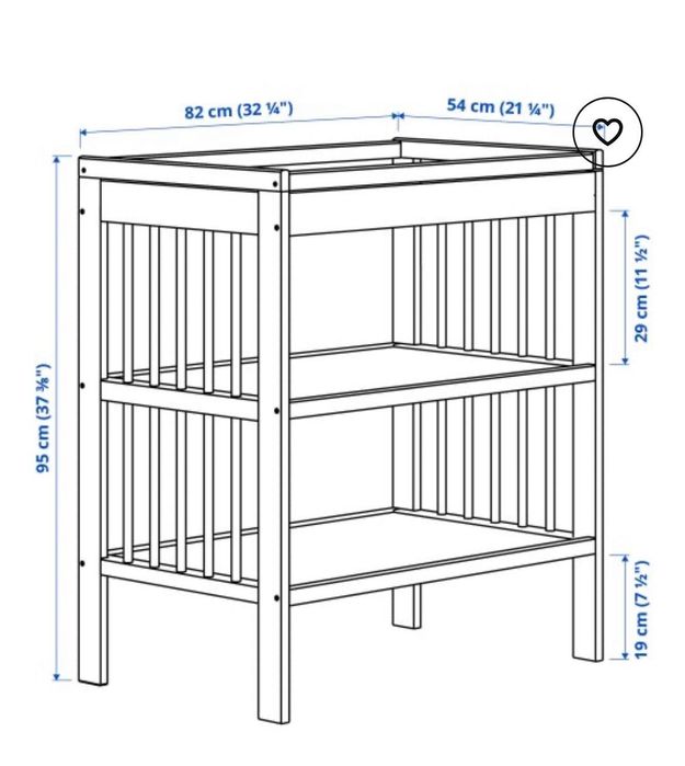 Маса за повиване/повивалник Ikea GULLIVER (54x82x95)
