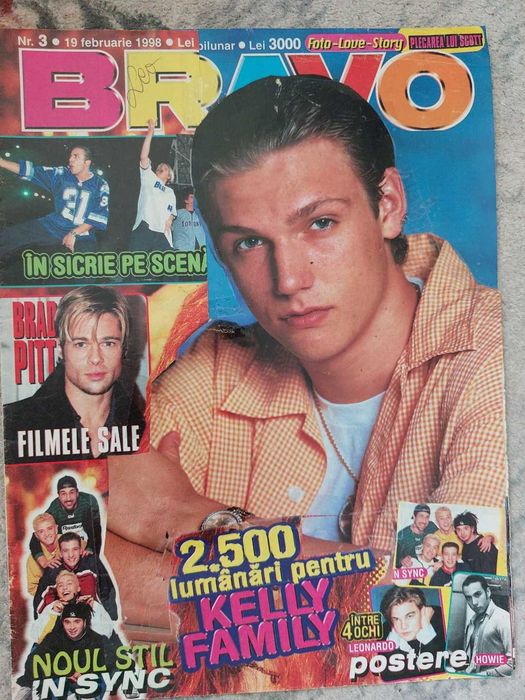 Revista Bravo Romania anii 90 cu Nick Carter coperta nr 3 1998