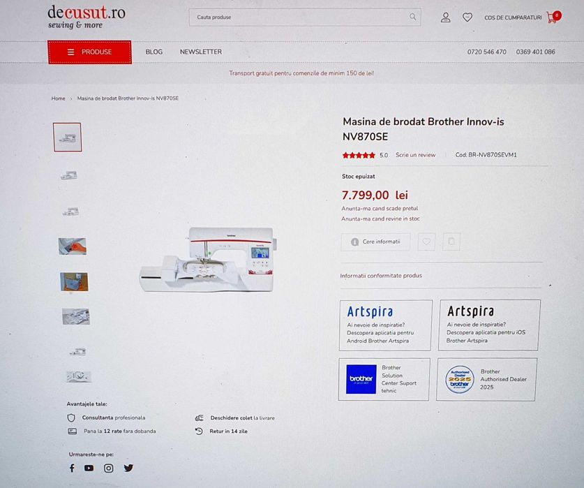 Masina de brodat Brother Innov-is NV870SE