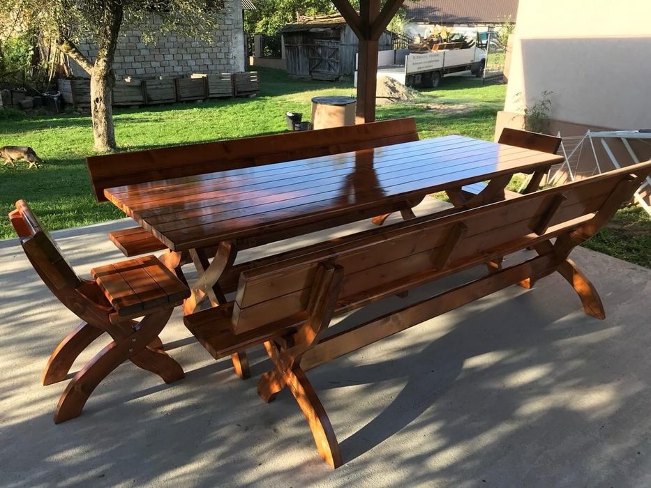 Set terasa masa cu banci si scaune foisor, terasa, filigorie