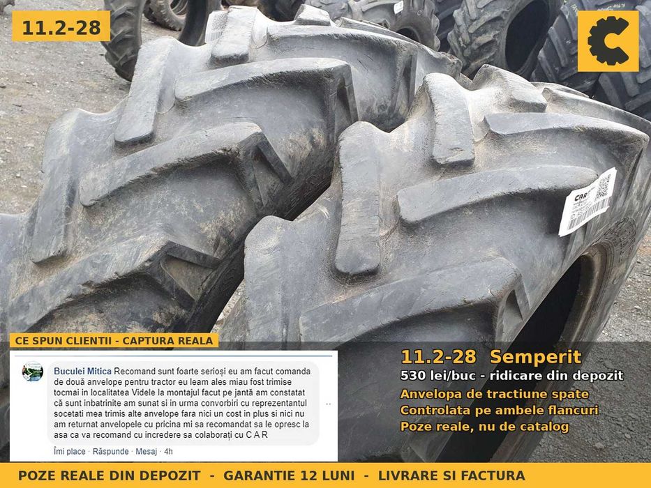 Cauciucuri Anvelope 11.2-28 11.2 28 280/85R28 11.2R28 11228 Semperit Tractor Punte Spate Tractiune SH Second Hand OCAZIE Oferta Pret Bun Reducere