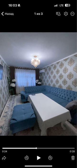 3 хонали квартира сотилади Русалка томонда