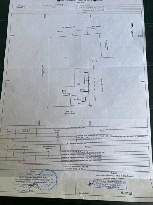 Teren cu casa bătrânească Ograda deschidere 40 m, 3500 mp
