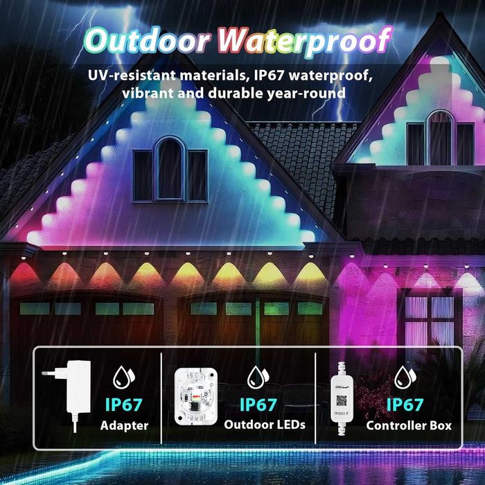 Instalatie permanenta 30 metri de Lumini LED Smart Exterior RGB