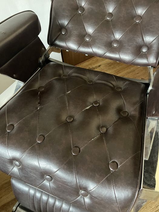 Scaun Frizerie Profesional Vintage, Reclinabil, Piele Maro