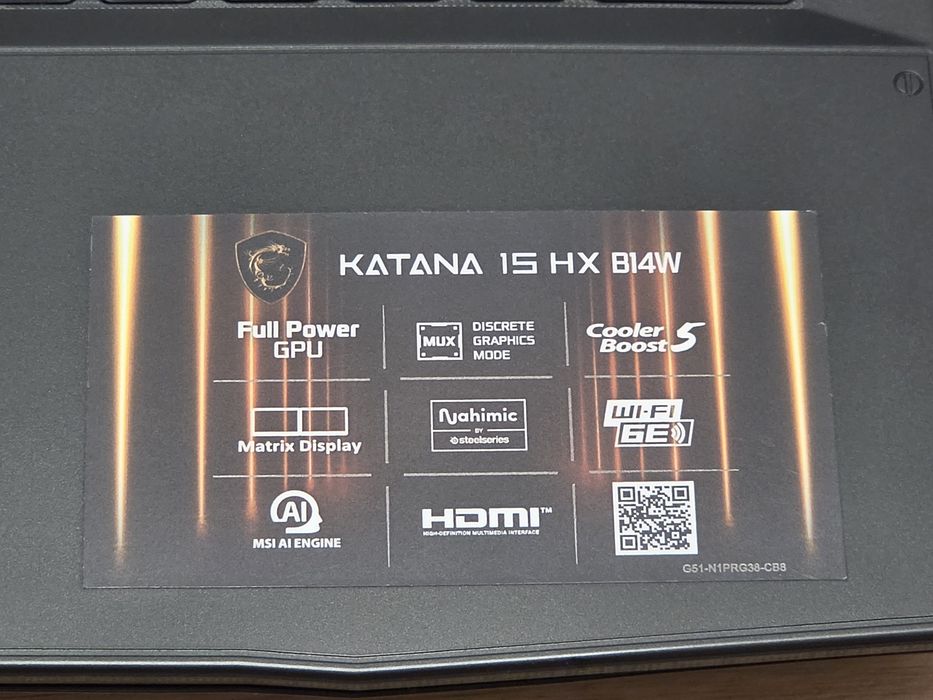 Laptop de Gaming MSI Katana 15 HX – i7-14650HX / RTX 5060 8GB / 40GB DDR5 / QHD 165Hz / Garanție