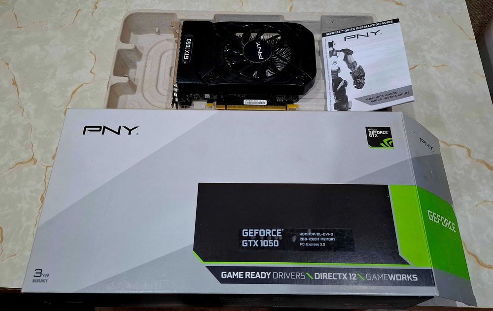 PNY GTX 1050 2gb, в идеале, комплект