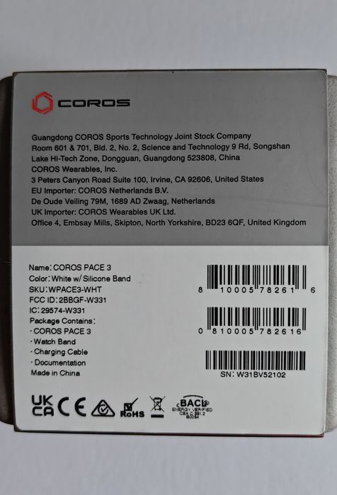 Мультиспортивные часы Coros Pace 3 White