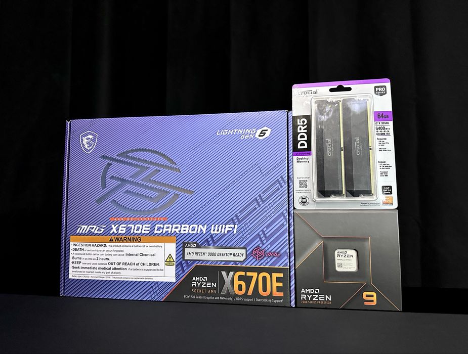 Amd Ryzen 9 7950X + Crucial 2x32GB 64GB + MSI MPG X670E Carbon WiFi
