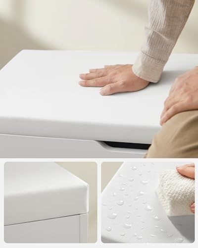 Бяла кожена пеика тип шкаф за обувки с рафтове !