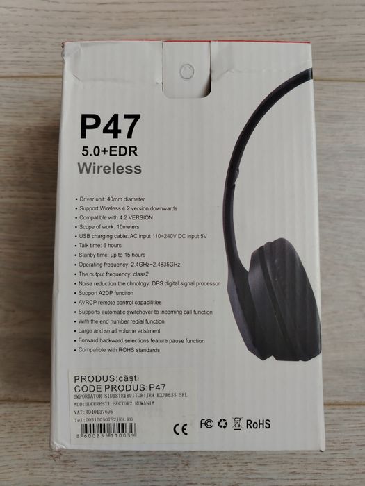 Căști wireless Bluetooth, radio, mp3 noi