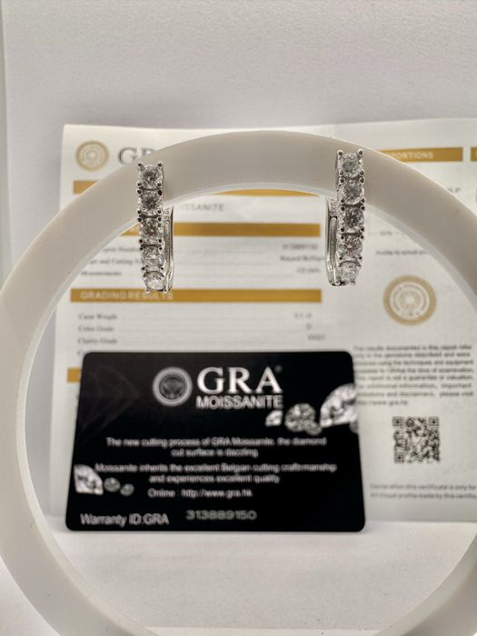 Сребърни обеци с мойсанит (Диамант) 1 карат