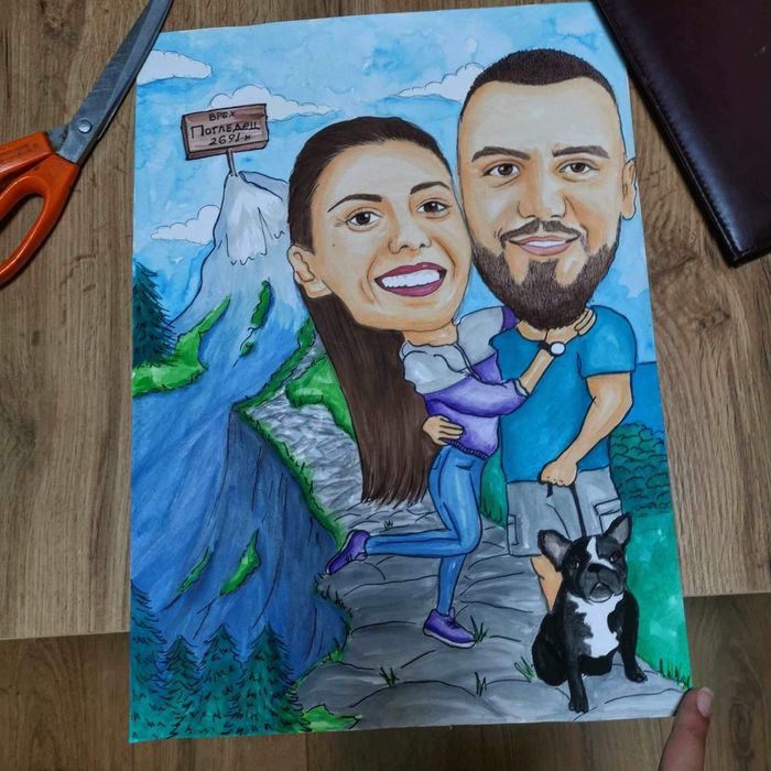 Карикатура, шарж по снимка