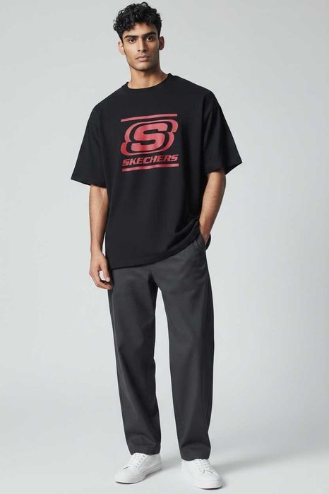 Мъжка тениска, SKECHERS, Loose Fit, Черен