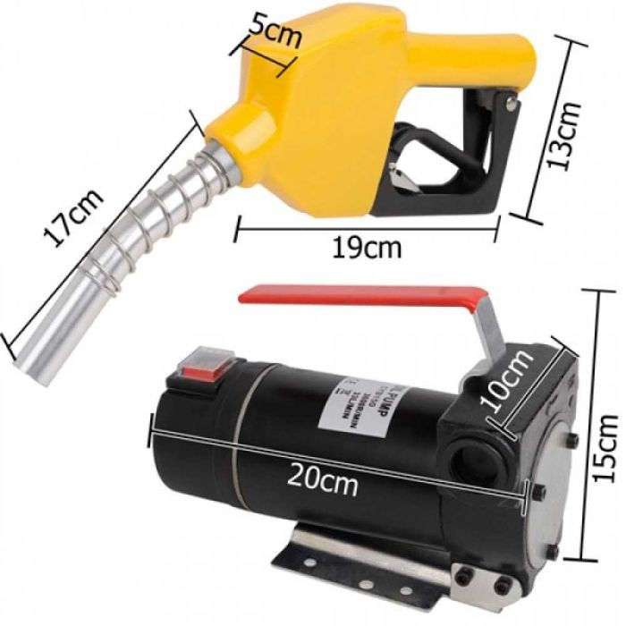 Pompa transfer combustibil 12V cu pistol și furtun - Debit 40L/minut