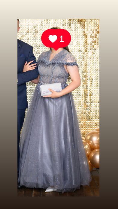 Бална рокля в сивосин нюанс