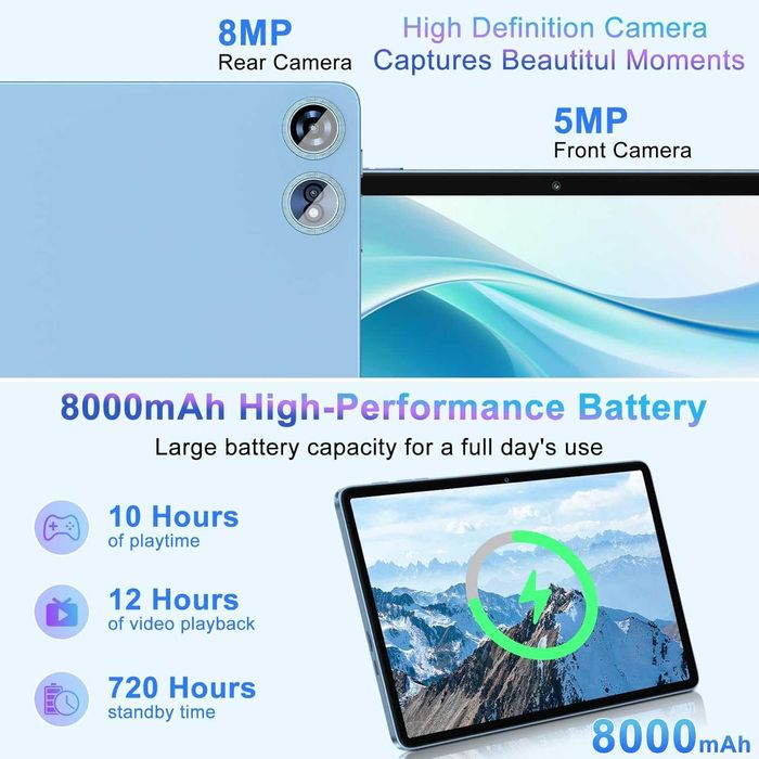 Таблет 2025 Android 14, 22GB RAM 128GB ROM 1TB Expansion, 10-инчов