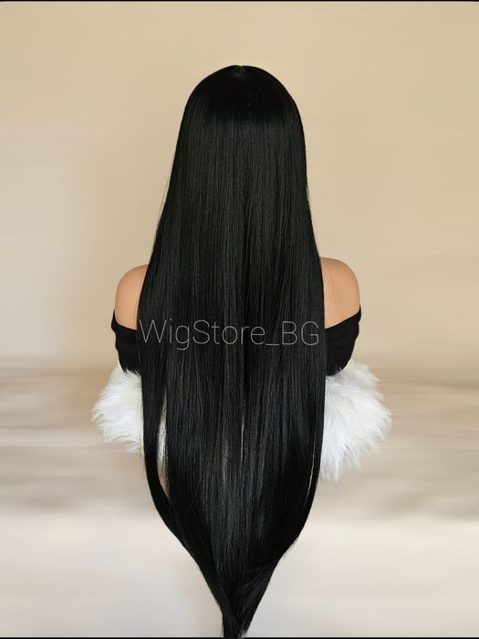Права черна перука без бретон