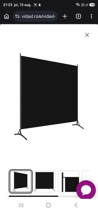 Separator de cameră, negru, 175x180 cm, textil